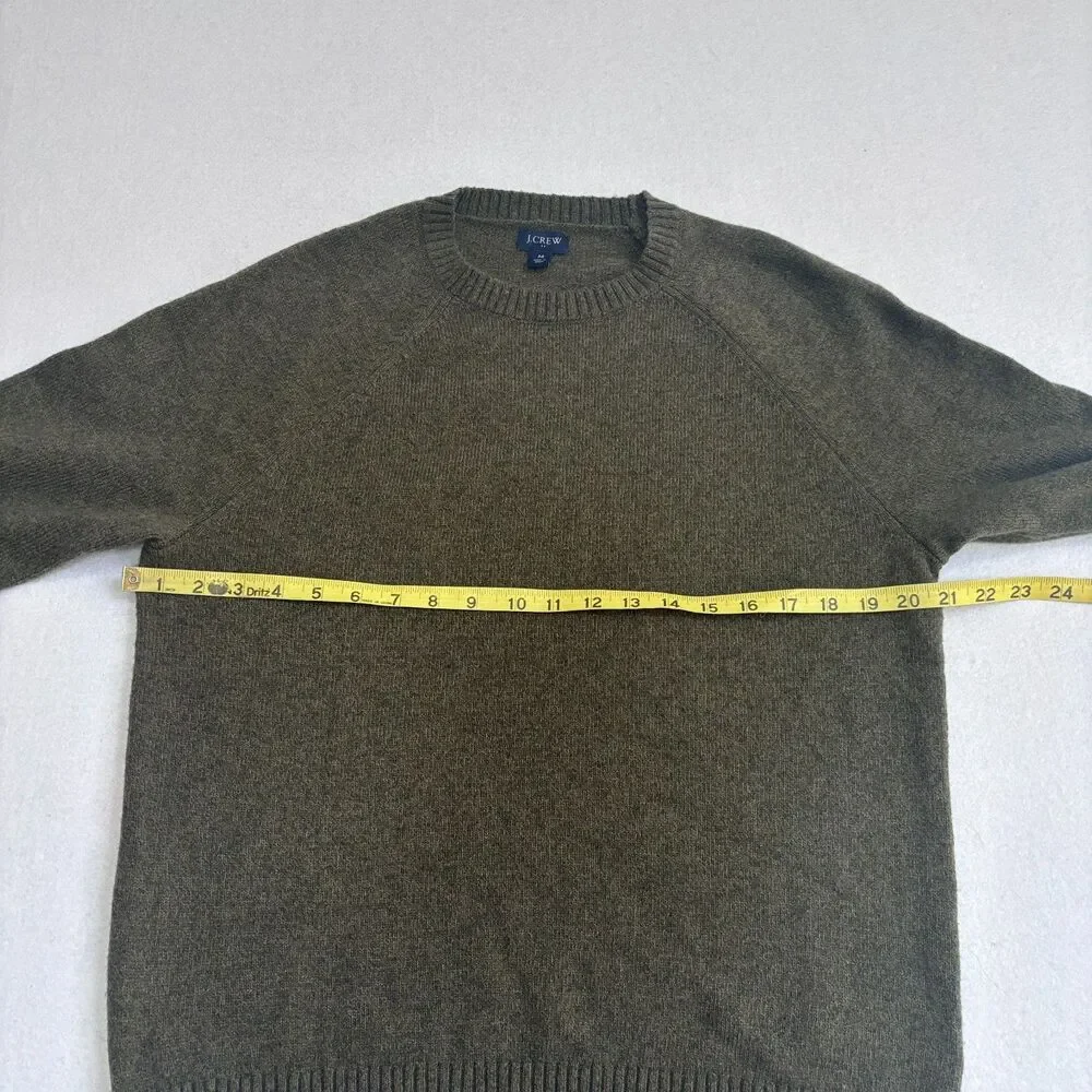 J. Crew Lambswool Blend Sweater Mens M Olive Green Crew Neck Pullover Preppy